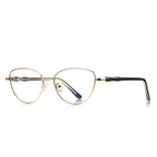 Bamboo Joint Oval Blue Light Blocking Glasses in Pale Gold with Black Temples