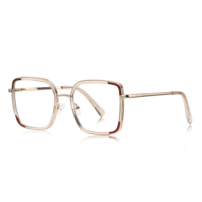 Colorblock Metal Square Blue Light Blocking Glasses in Gold, Champagne & Burgundy