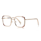 Colorblock Metal Square Blue Light Blocking Glasses in Gold, Champagne & Burgundy