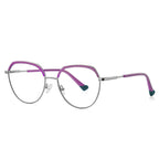 LENSVA Glitter Brow Round Spring Hinge Blue Light Glasses in Fuchsia Glitter and Silver