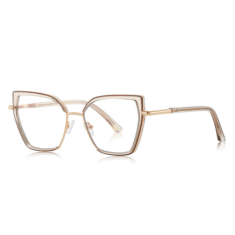 Windsor Rim Cat Eye Blue Light Blocking Glasses in Gold & Champagne Nude