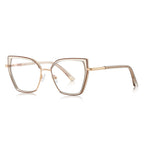 Windsor Rim Cat Eye Blue Light Blocking Glasses in Gold & Champagne Nude