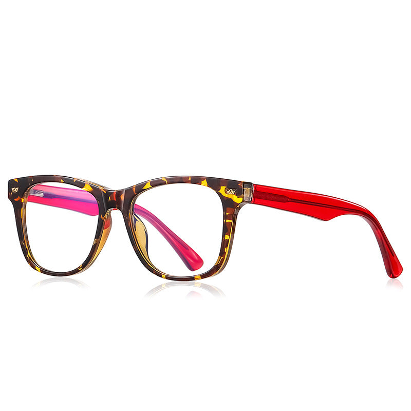 Crown Rivet Square Blue Light Blocking Glasses in Tortoiseshell & Red