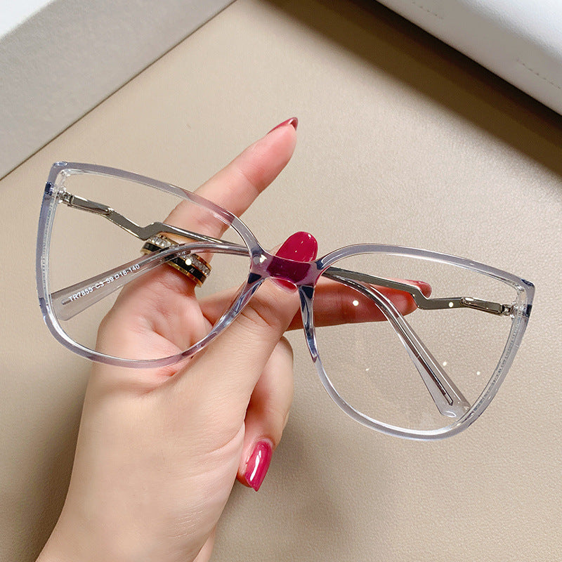 Lightning Cat Eye Blue Light Blocking Glasses in Crystal Clear with Lightning Temples