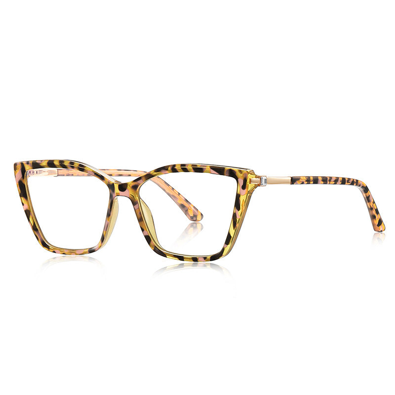 Gold Band Cat Eye Blue Light Blocking Glasses in Amber Leopard Tortoiseshell