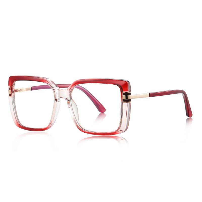 Two-Tone Square Blue Light Blocking Glasses in Ruby Red & Clear Gradient