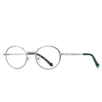 Segmented Temple Metal Round Blue Light Blocking Glasses in Silver