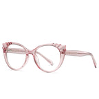 Pleated Brow Cat Eye Blue Light Blocking Glasses in Translucent Blush Pink