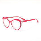 Dual-Layer Cat Eye Spring Hinge Blue Light Blocking Glasses in Coral Pink and Crystal Clear