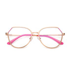 Polygon Wire Round Blue Light Blocking Glasses in Rose Gold & Bubblegum Pink