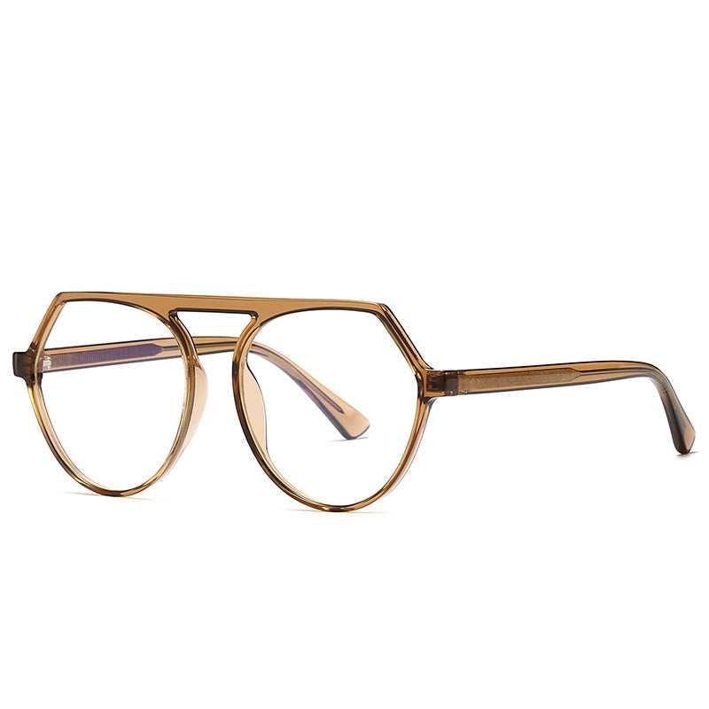 Flat Top Aviator Blue Light Blocking Glasses in Translucent Tea Brown