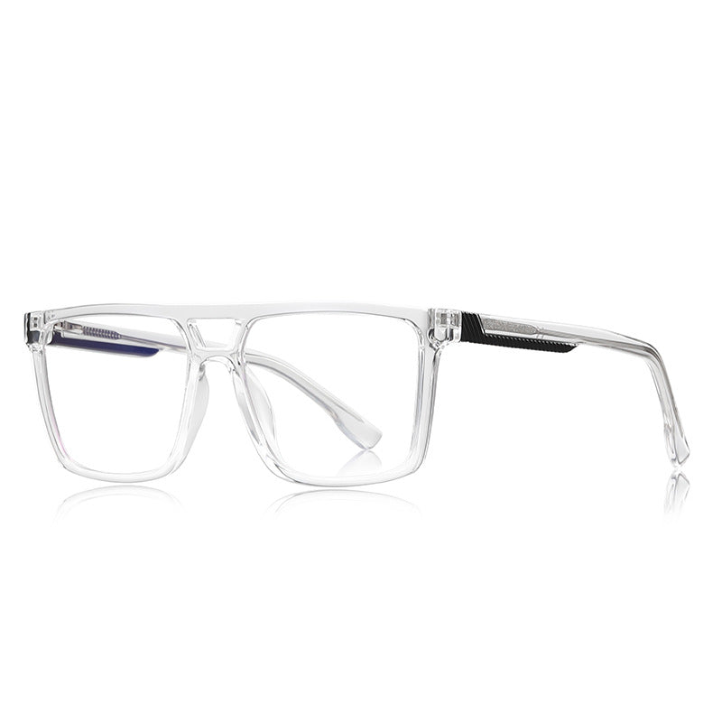 Ribbed Temple Navigator Blue Light Blocking Glasses in Crystal Clear