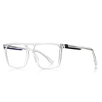 Ribbed Temple Navigator Blue Light Blocking Glasses in Crystal Clear