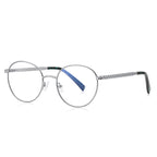 Chain-Link Temple Round Blue Light Blocking Glasses in Silver