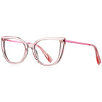 Two-Tone Metal Temple Cat Eye Blue Light Blocking Glasses in Pink & Rose Gold