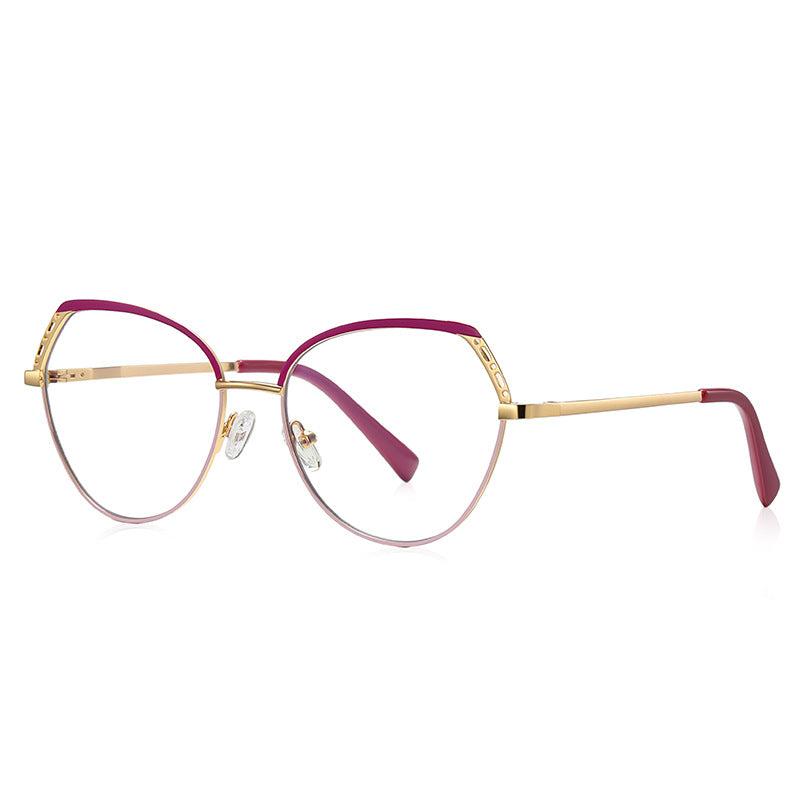 Lace Wing Butterfly Blue Light Blocking Glasses in Gold with Brown Brow & Nude Rim