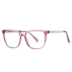 Colorblock Pyramid Stud Square Blue Light Blocking Glasses in Blush Pink & White