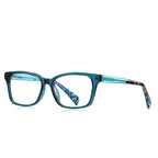 Contrast Temple Rectangle Blue Light Blocking Glasses in Emerald Teal & Tortoiseshell
