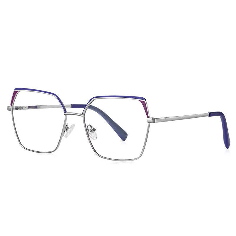 Colorblock Brow Butterfly Blue Light Blocking Glasses in Cobalt Blue & Magenta
