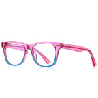 Crown Rivet Square Blue Light Blocking Glasses in Rose Pink & Cyan