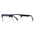 Oversized Square Flat-Top Acetate Blue Light Blocking Glasses in Black-Clear Gradient