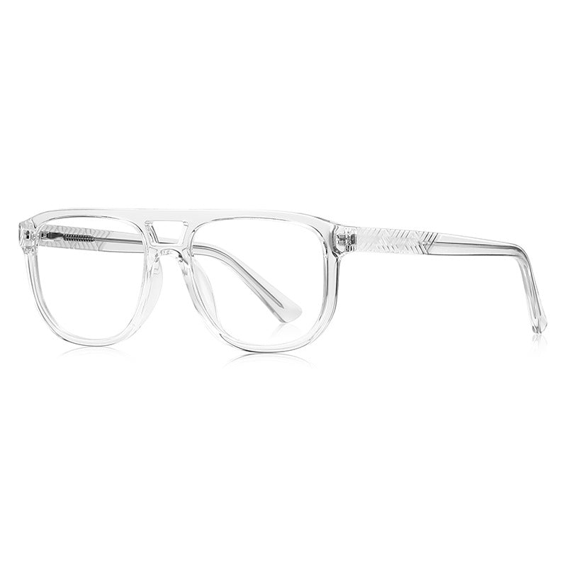 Zigzag Temple Aviator Blue Light Blocking Glasses in Crystal Clear
