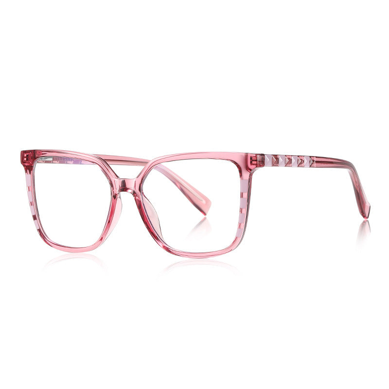 Pyramid Stud Square Blue Light Blocking Glasses in Rose Pink