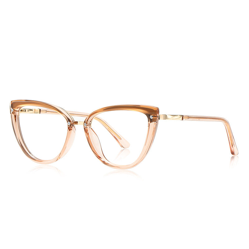 Gold Bridge Cat Eye Blue Light Blocking Glasses in Champagne Pink