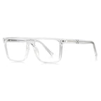 Checkerboard Temple Navigator Blue Light Blocking Glasses in Crystal Clear