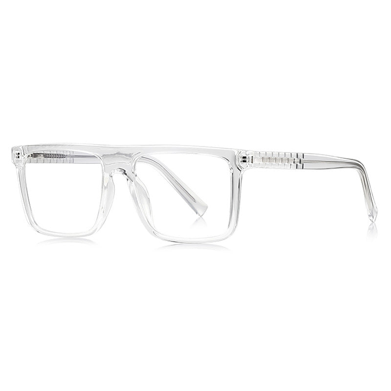 Checkerboard Temple Navigator Blue Light Blocking Glasses in Crystal Clear