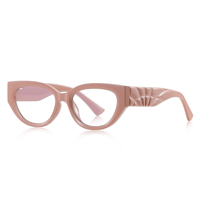 Fan Temple Cat Eye Blue Light Blocking Glasses in Crystal Clear