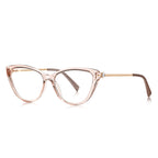 Baguette Crystal Cat Eye Blue Light Blocking Glasses in Blush Pink