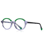 Two-Tone Brow Round Blue Light Blocking Glasses in Lavender & Emerald Green