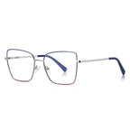 LENSVA Enamel Rim Metal Square Spring Hinge Glasses in Midnight Blue & Silver