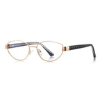 Woven Temple Oval Blue Light Blocking Glasses in Navy Slate & Gold