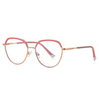 LENSVA Glitter Brow Round Spring Hinge Blue Light Glasses in Blush Rose and Rose Gold