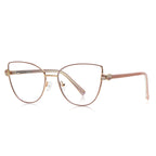 Hourglass Hinge Metal Cat Eye Blue Light Blocking Glasses in Rose Gold