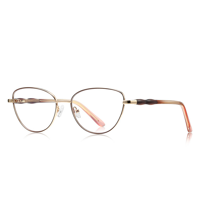 Bamboo Joint Oval Blue Light Blocking Glasses in Pale Gold with Brown Tortoise Temples
