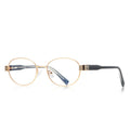 Vintage Metal Oval Blue Light Blocking Glasses in Gold &amp; Black