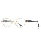 Vintage Metal Oval Blue Light Blocking Glasses in Gold &amp; Black