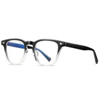 Classic Keyhole Round Blue Light Blocking Glasses in Black to Clear Gradient
