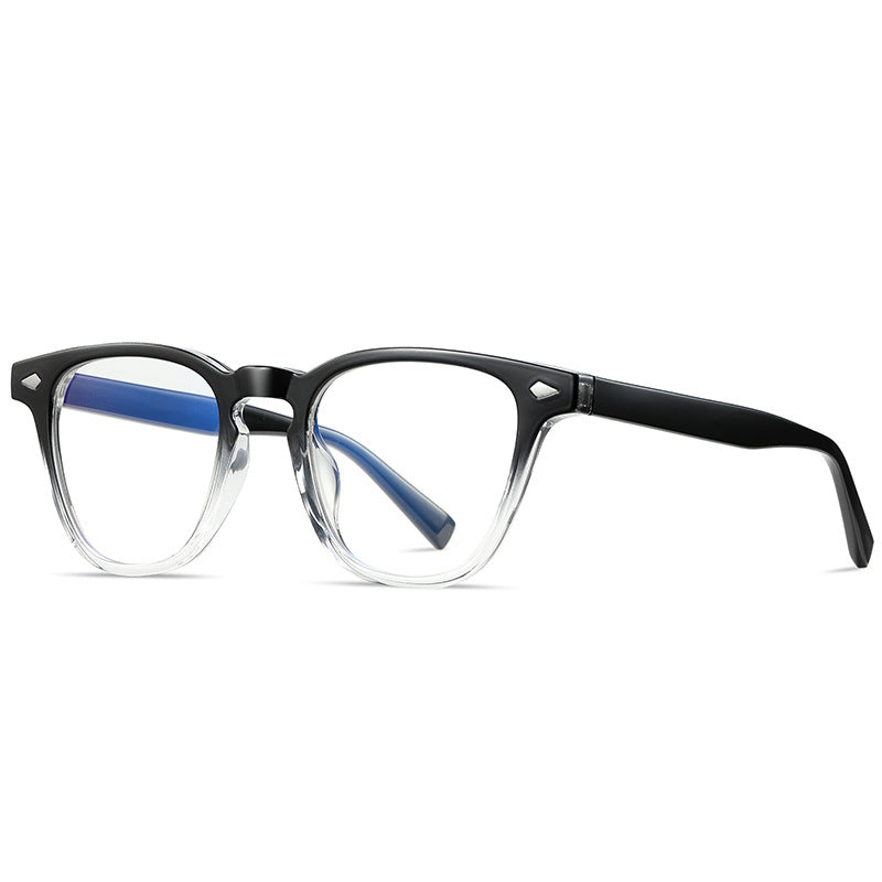 Classic Keyhole Round Blue Light Blocking Glasses in Black to Clear Gradient