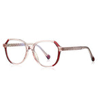 Braided Temple Geometric Blue Light Blocking Glasses in Blush Pink & Red