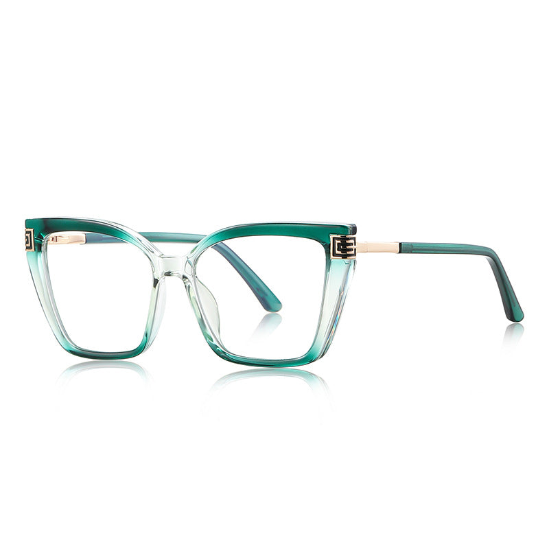 Greek Key Square Blue Light Blocking Glasses in Emerald Green & Gold