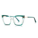 Greek Key Square Blue Light Blocking Glasses in Emerald Green & Gold
