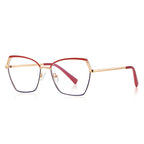 Perforated Wing Butterfly Blue Light Blocking Glasses in Gold with Red & Navy Wingtips