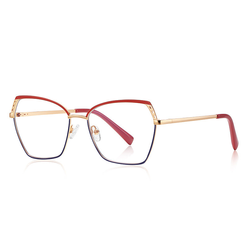 Perforated Wing Butterfly Blue Light Blocking Glasses in Gold with Red & Navy Wingtips