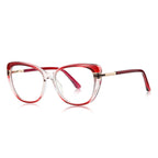 Two-Tone Cat Eye Blue Light Blocking Glasses in Ruby Red & Clear