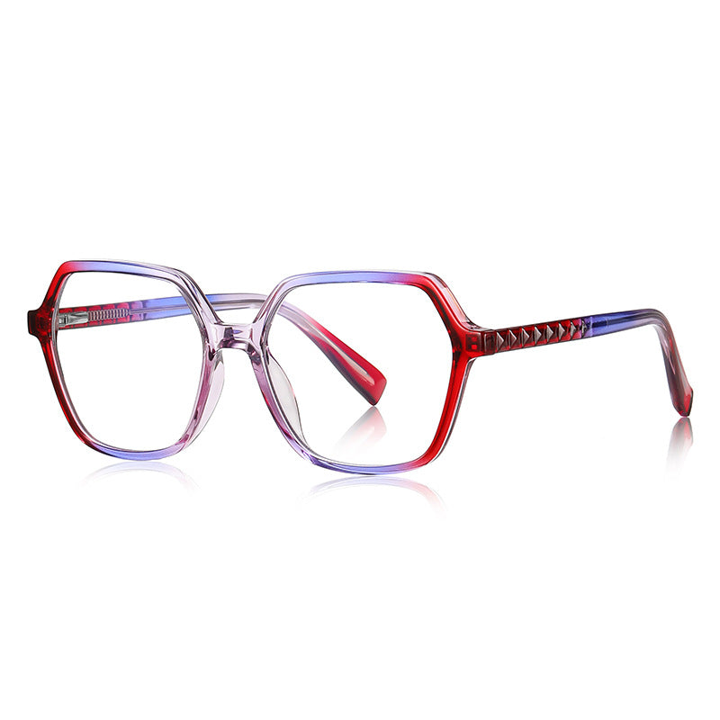 Pyramid Stud Hexagon Blue Light Blocking Glasses in Red to Purple Gradient