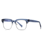 Vintage Browline Blue Light Blocking Glasses in Slate Blue & Silver